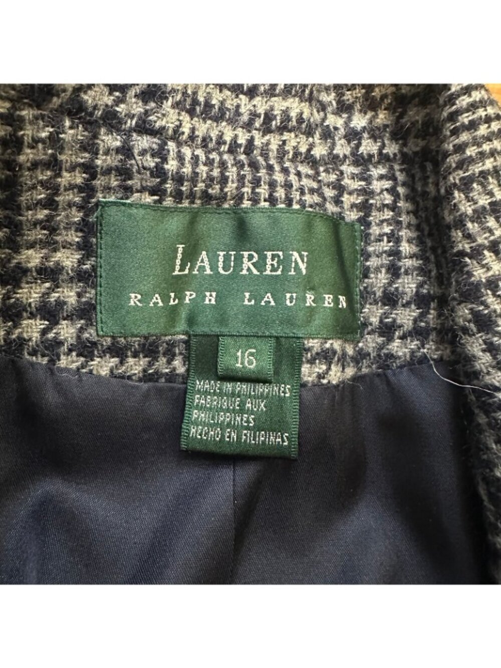 Lauren Ralph Lauren 100% wool plaid one button Blazer - Picture 4 of 7